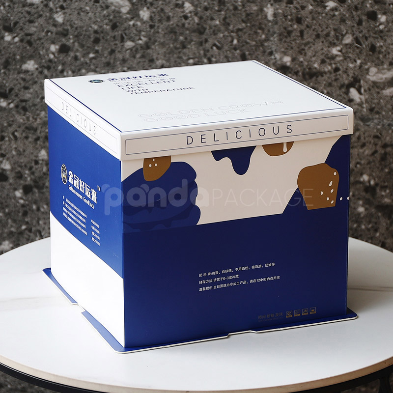 Blue Gradient Cake Box with Icing Drip Design