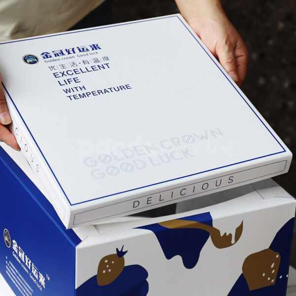 Blue Gradient Cake Box with Icing Drip Design
