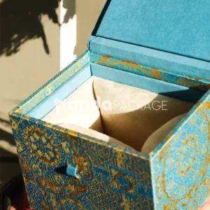 Royal Blue Jewelry Box with Ornamental Gold Foil Embellishment