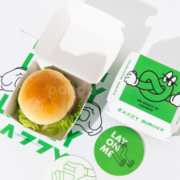 Bold Burger Packaging with Playful Branding