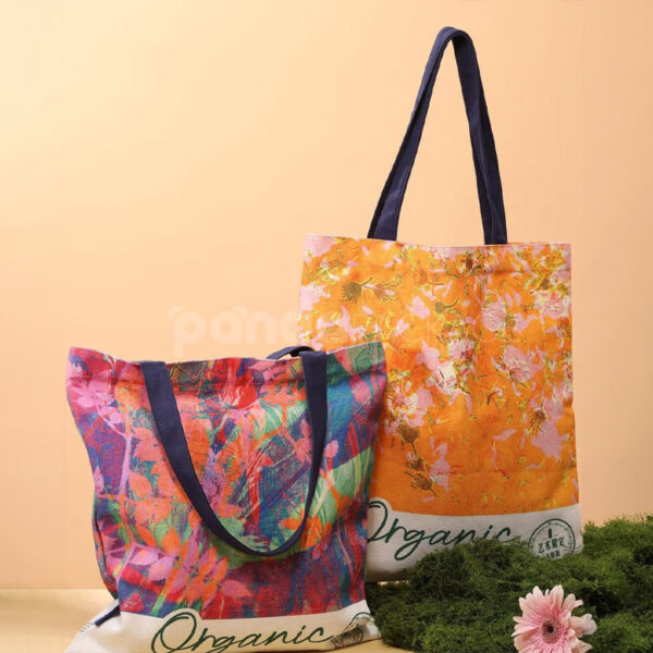 Eco-Friendly Floral Canvas Tote Bag Set