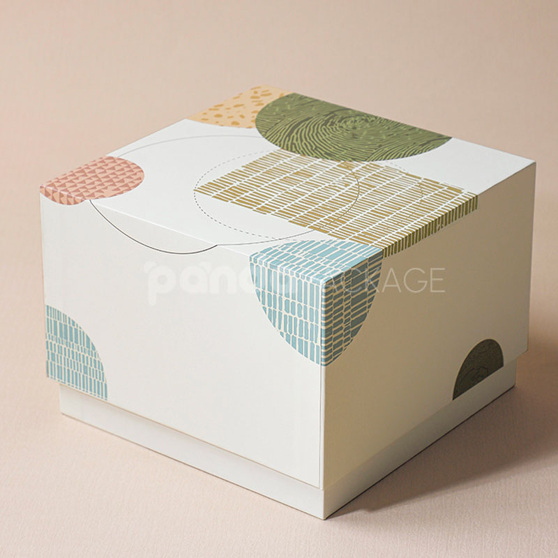Modern Ceramic Cup Box with Abstract Nature-Inspired Print