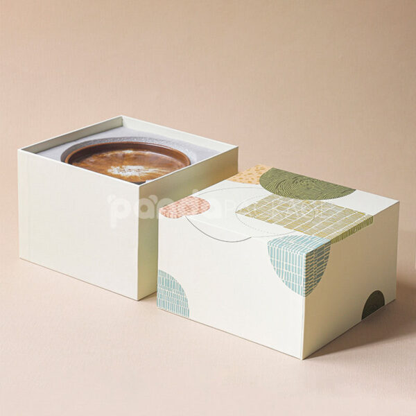 Modern Ceramic Cup Box with Abstract Nature-Inspired Print