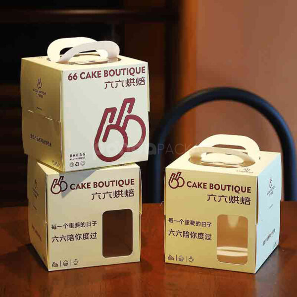 Classic Cream Cake Box with Handle