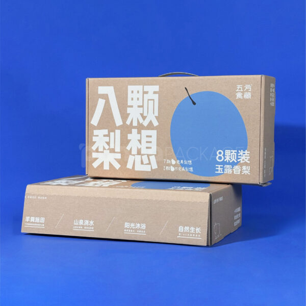 Corrugated Produce Box with Die-Cut Handle & Fresh Graphic Design