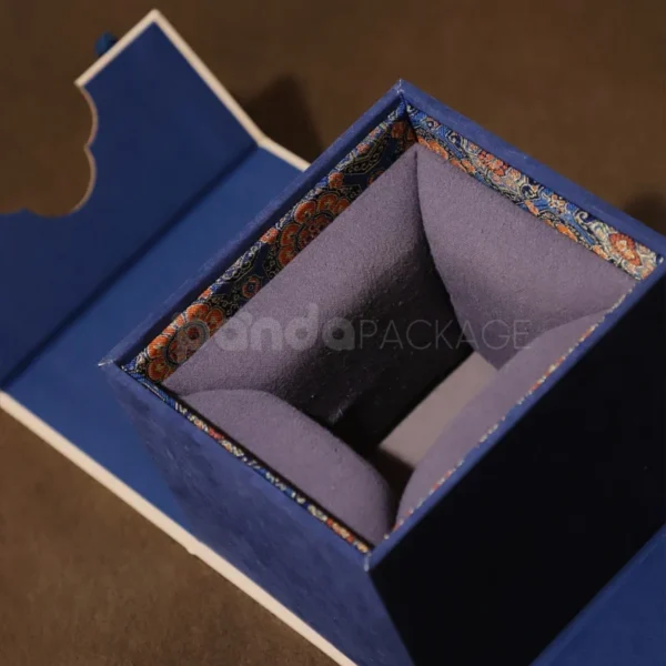 Elegant Drawer Gift Box with Blue and Orange Oriental Motif