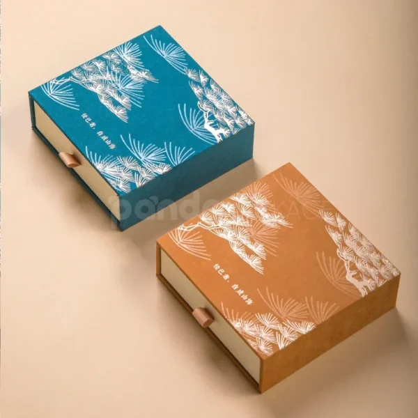 Mountain-Inspired Drawer Gift Box with Earth and Sky Tones