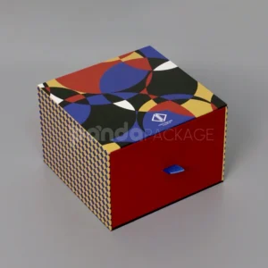 Colorful Drawer-Style Gift Box with Geometric Pattern Lid