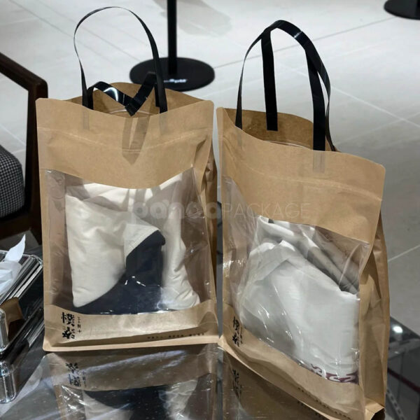Eco-Friendly Kraft Paper Garment Bag with Clear Window