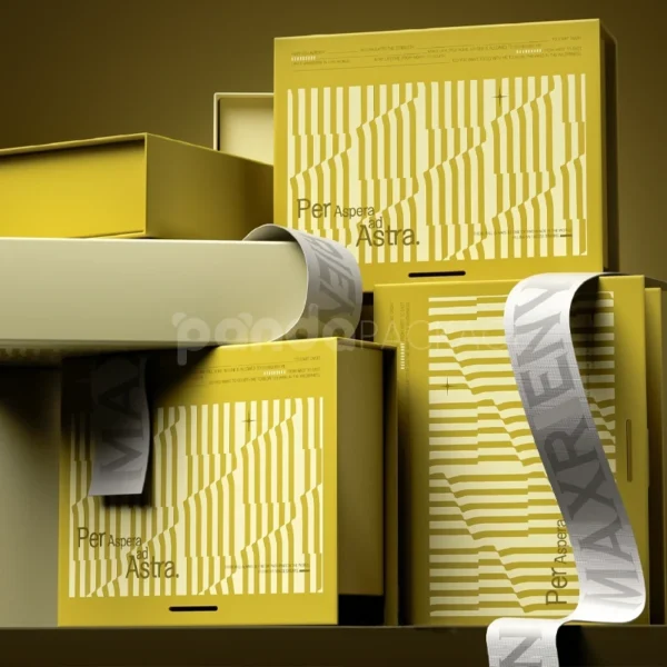 Modern Luxury Gift Box with Embossed Yellow Cover and Minimalist Details