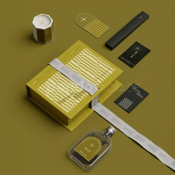 Modern Luxury Gift Box with Embossed Yellow Cover and Minimalist Details