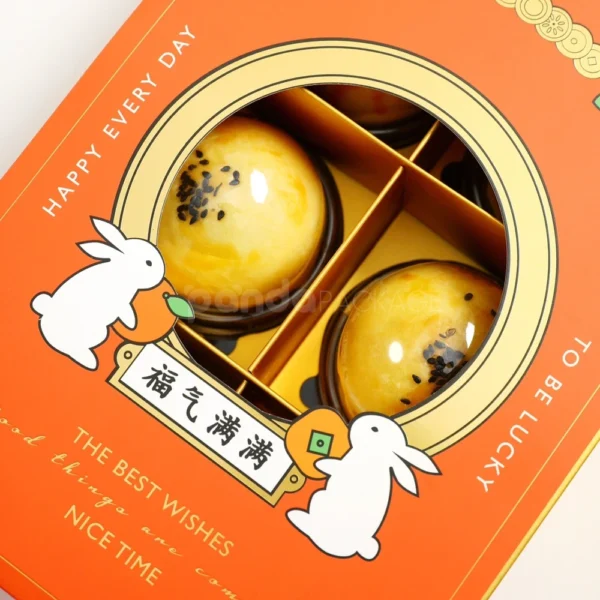 Festive Orange Cartoon-Style Mooncake Gift Box