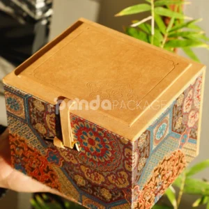 Ethnic Pattern Flip-Top Gift Box with Faux Suede Lid