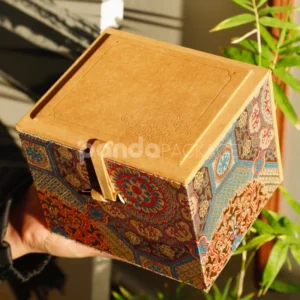 Ethnic Pattern Flip-Top Gift Box with Faux Suede Lid