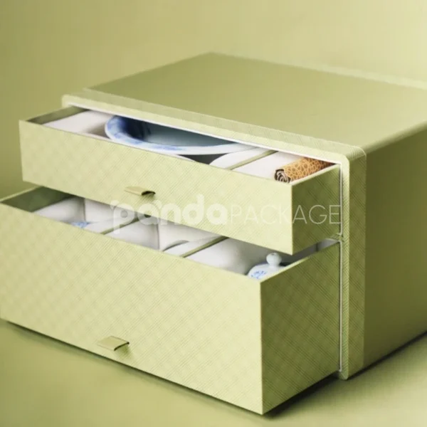 Premium Ceramic Teacup Gift Box with Double Drawer Design