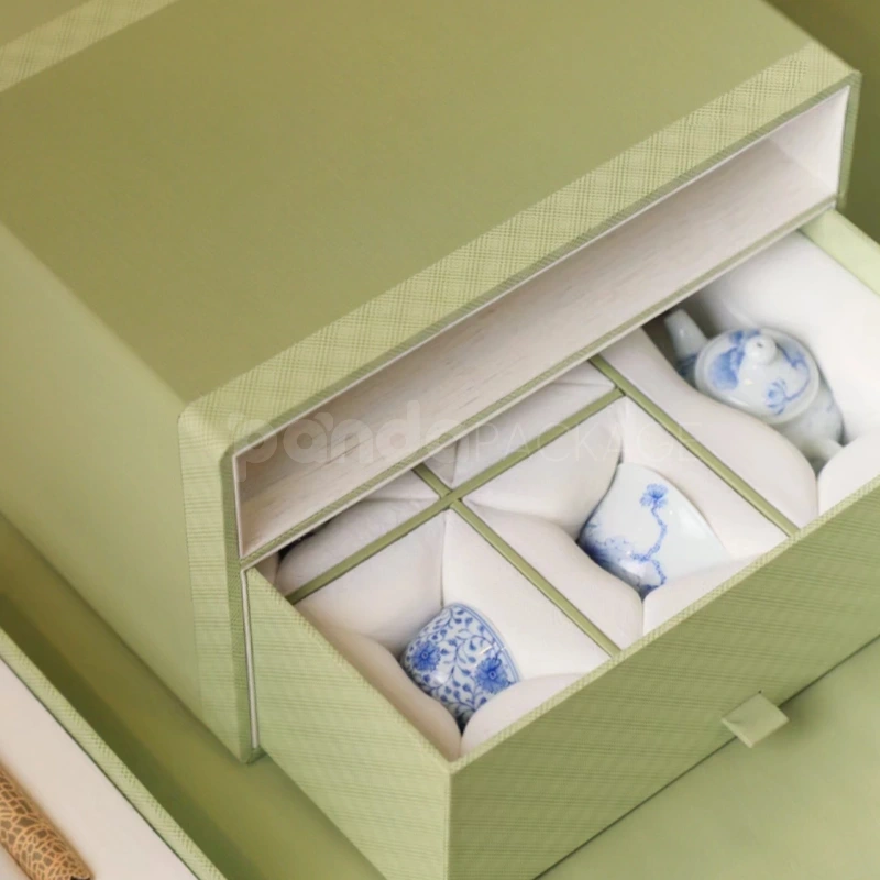 Premium Ceramic Teacup Gift Box with Double Drawer Design