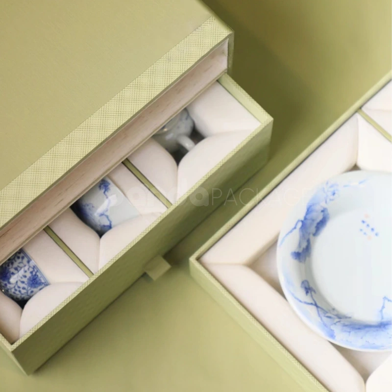 Premium Ceramic Teacup Gift Box with Double Drawer Design