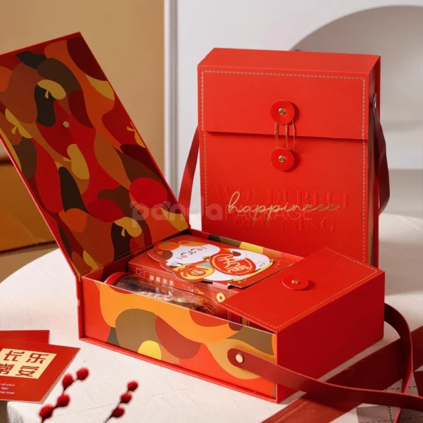 Happiness Red Vertical Mooncake Gift Box