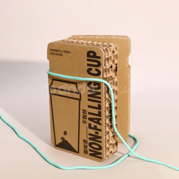Eco Corrugated Kraft Cup Box with Cut-Out Display and Rope Handle