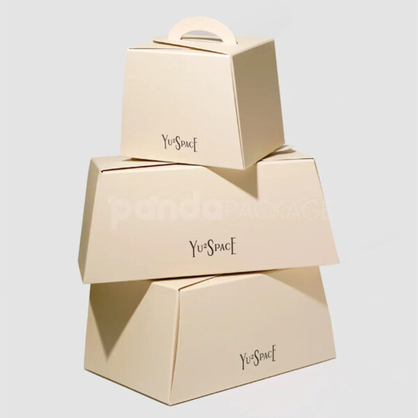 Minimalist Kraft Paper Box with Handle for Bakery Takeout