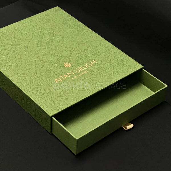 Luxury Green Drawer Gift Box with Textured Finish