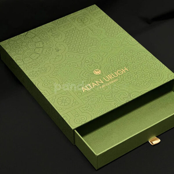Luxury Green Drawer Gift Box with Textured Finish