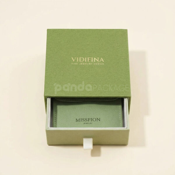 Eco-Friendly Green Jewelry Box Set with Drawer and Pouch