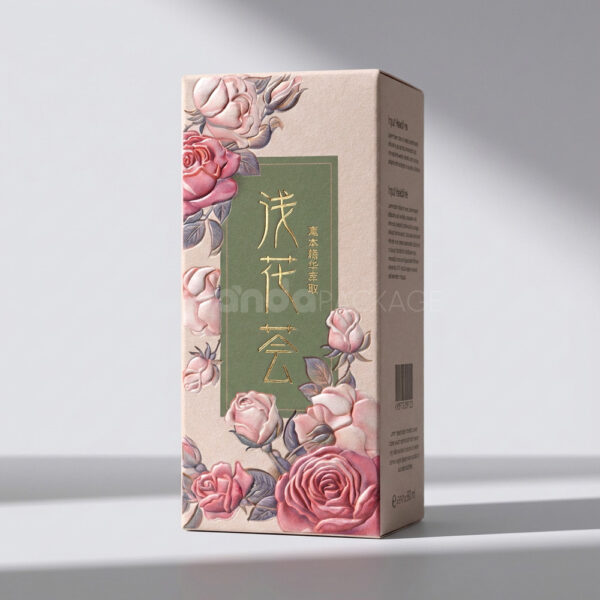 Floral Print Folding Carton for Skincare or Gift Packaging