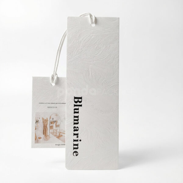 White Embossed Tag with Cord