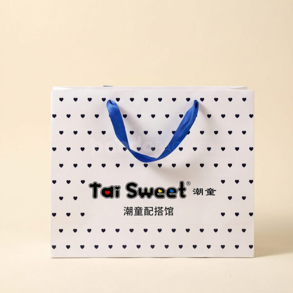 Polka Dot Printed Paper Bag with Rope Handles