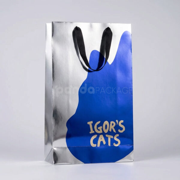 Playful Glossy Tote Bag with Artistic Cat-Inspired Design
