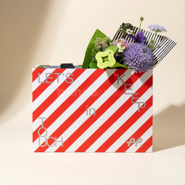 Bold Graphic Gift Bag with Pop Art Heart and Stripe Design