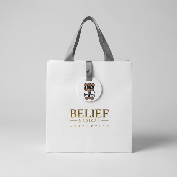 Luxury White Gift Bag with Foil Stamping