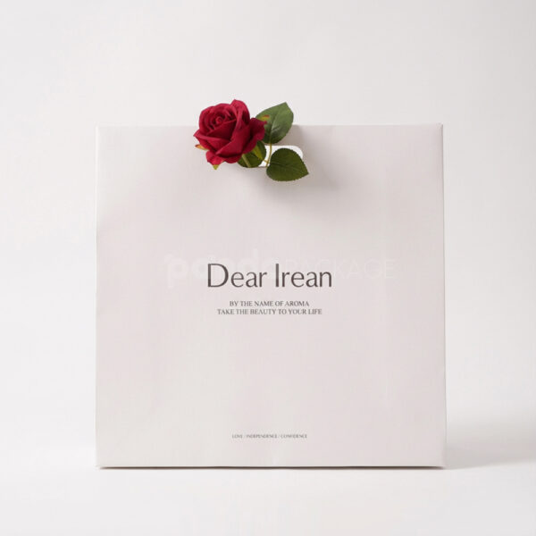 Minimalist White Shopping Bag with Built-In Handle