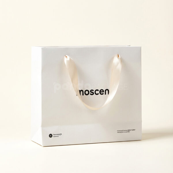 White Luxe Gift Bag with Blush Satin Handles