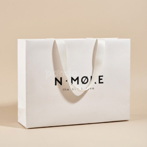 White Matte Gift Bag with Satin Handles