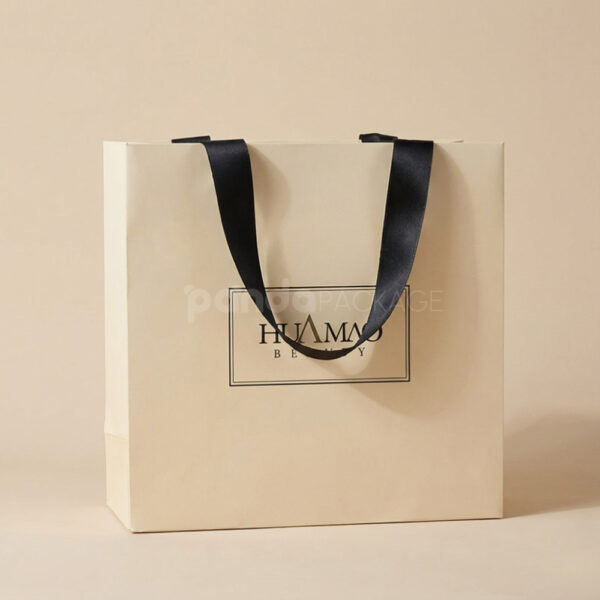 Premium Cream Gift Bag with Black Handle Accents