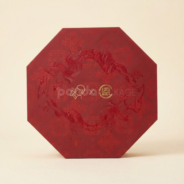 Traditional Red Octagonal Gift Box with Gold Foil Accents