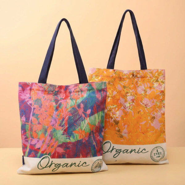 Eco-Friendly Floral Canvas Tote Bag Set
