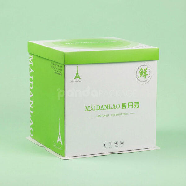 Minimalist Green Cake Box with Modern Print