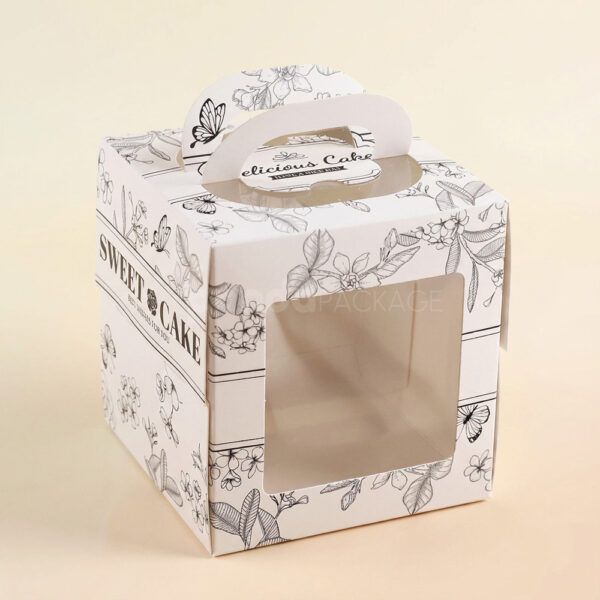 French-Style Window Cake Box with Handle