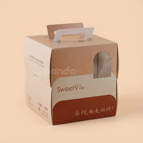 Warm-Tone Cake Box with Handle – Sweet Bakery Packaging