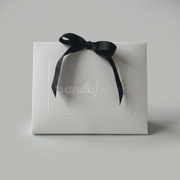 White Foldable Triangle Box with Ribbon Closure