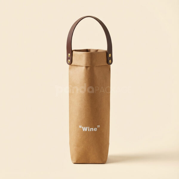 Brown Kraft Paper Wine Bag with Carry Handle