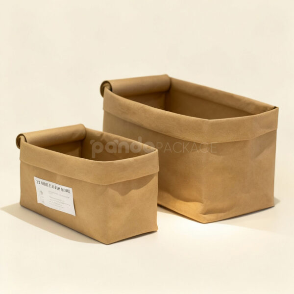 Eco-Friendly Foldable Kraft Paper Bag with Roll Top