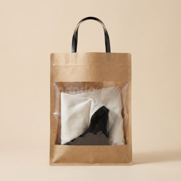 Eco-Friendly Kraft Paper Garment Bag with Clear Window