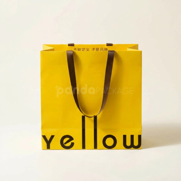 Luxury Yellow Shopping Bag with Wide Ribbon Handles