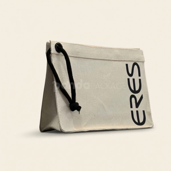 Minimalist Canvas Zipper Pouch with Wrist Strap