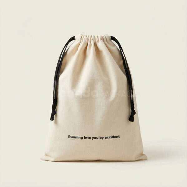 Minimalist Canvas Drawstring Backpack with Logo Print