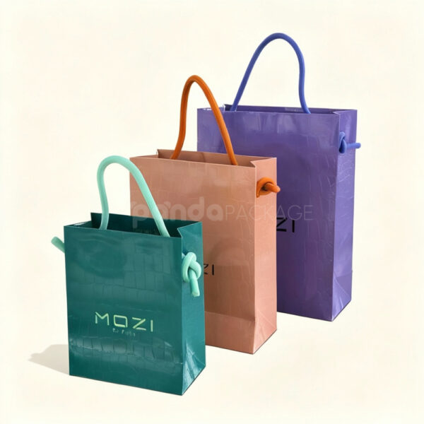 Luxury Laminated Shopping Bag with Glossy Finish and Rope Handle